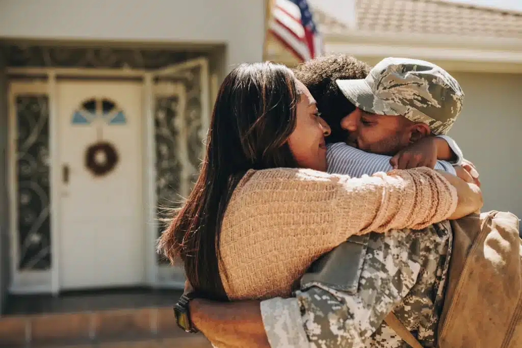 soldier returns home from deployment. military service affects whole family.